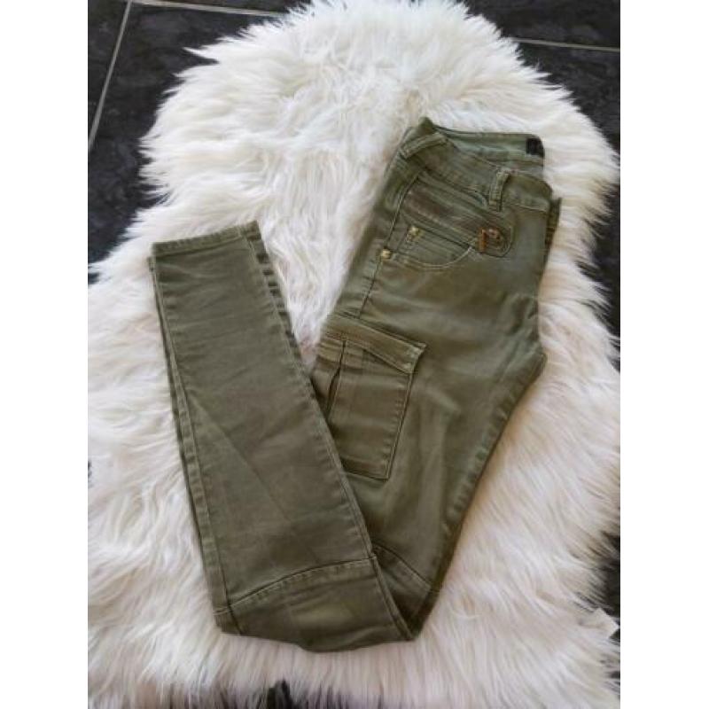 Stoere legergroene skinny broek van Coolcat maat M