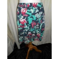 rok d.blauw bloem blue seven L opruiming