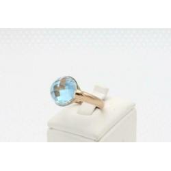 14 Karaat. Gouden vintage ring met aquamarijn. Maat: 18.