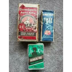 Oude verpakkingen koffie thee Douwe Egberts Albert Heijn