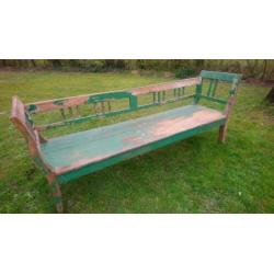 Antieke houten bank
