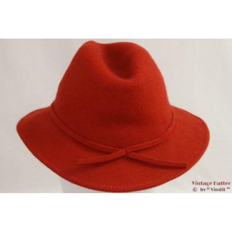 Vintage Dames gleufhoed rood 56