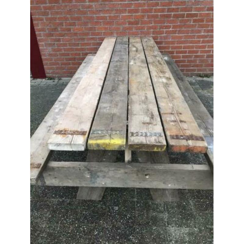 Mooie 3 meter lange picknicktafel oud steigerhout 5 cm dik !