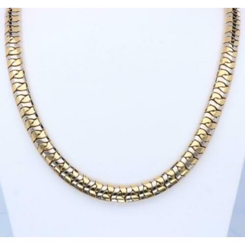 Prachtig Gouden Bicolor Collier 18 Krt / 50 cm
