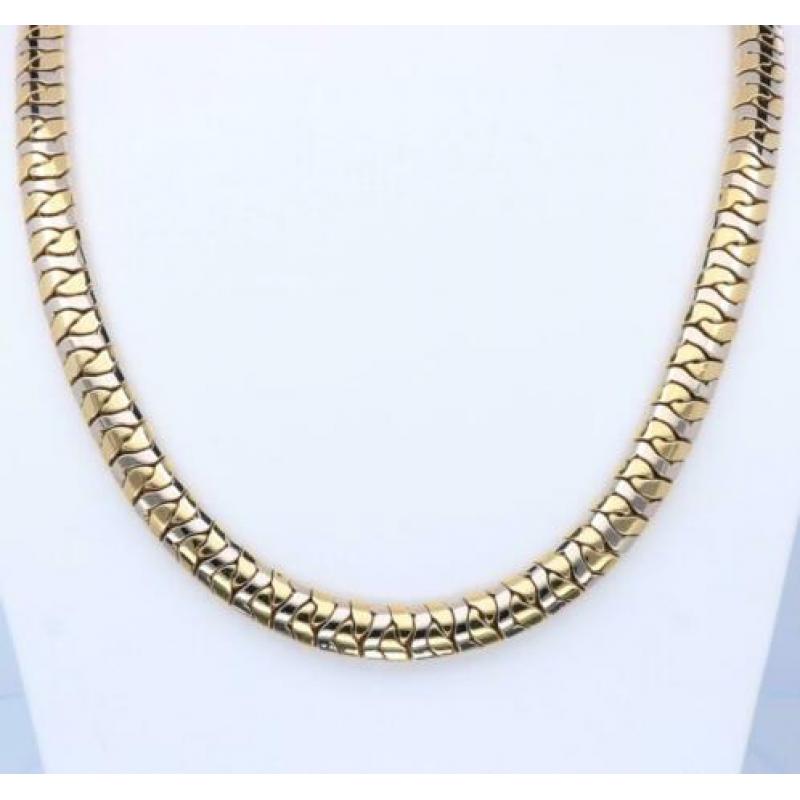 Prachtig Gouden Bicolor Collier 18 Krt / 50 cm