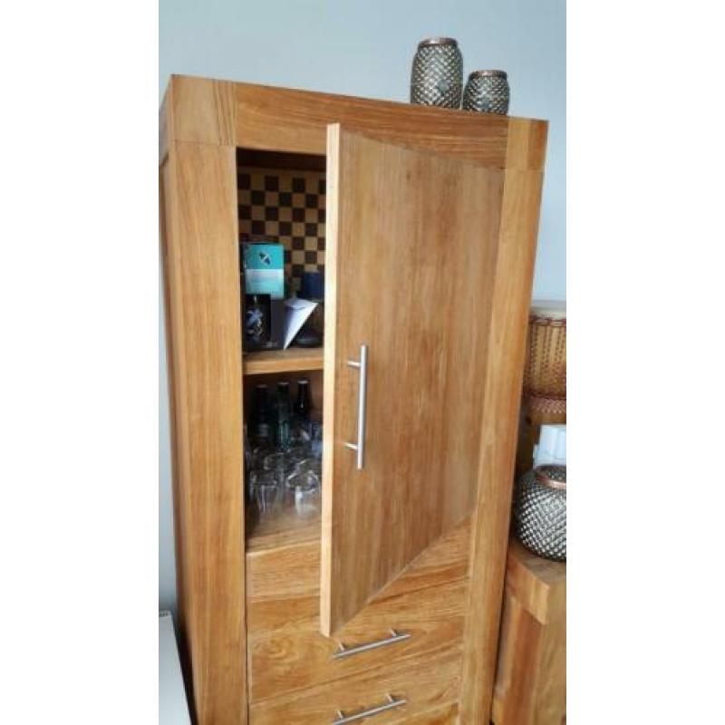 Teak gezandtraald meubelset te koop