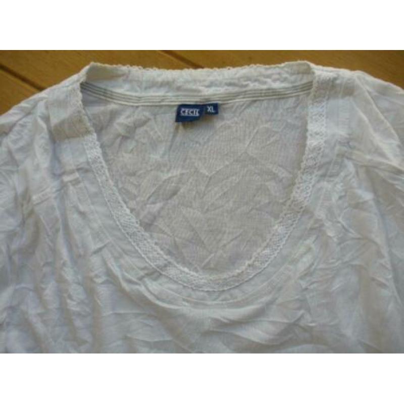 CECIL tuniek t- shirt wit krinkle maat XL