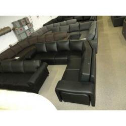 #92 3h2 modern zwart leder hoekbank