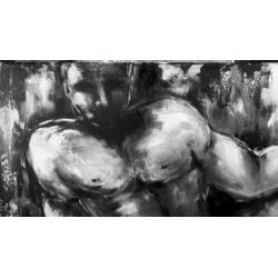 Uniek groot modern schilderij Mars, man naakt 70x100 nieuw