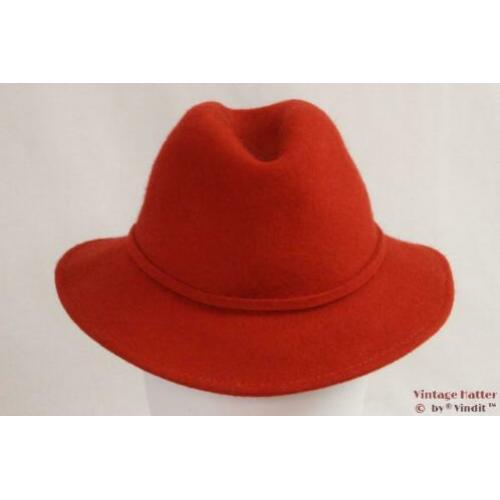 Vintage Dames gleufhoed rood 56