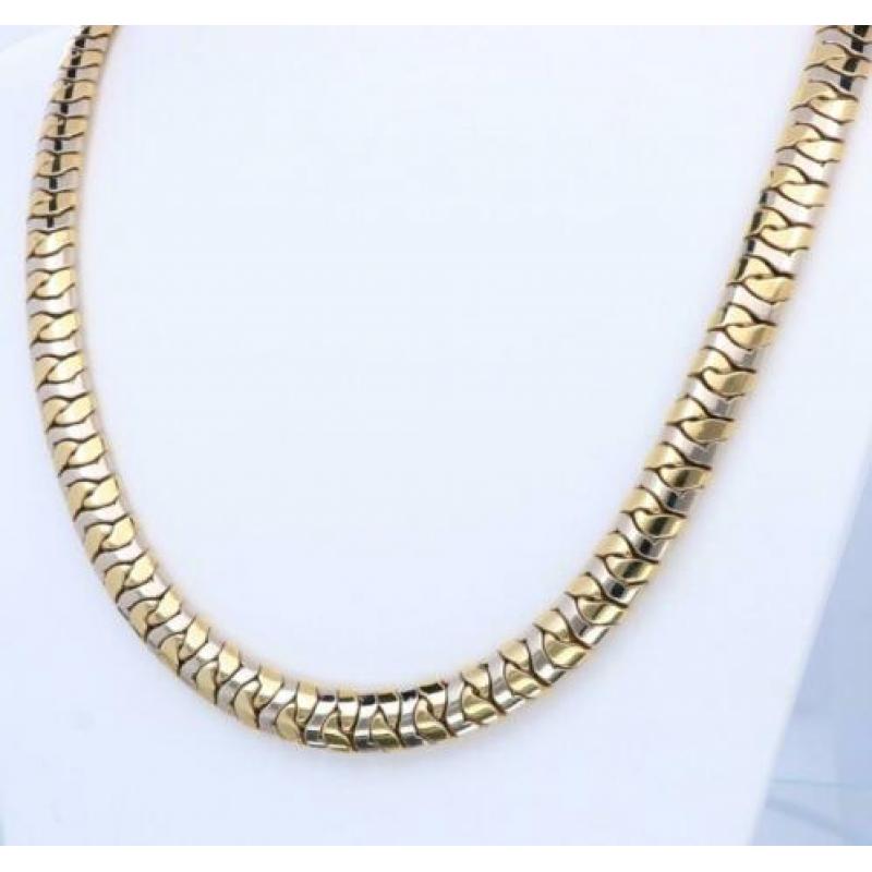 Prachtig Gouden Bicolor Collier 18 Krt / 50 cm