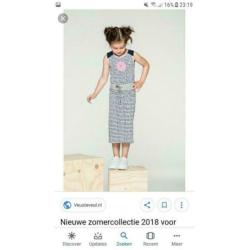 BAMPIDANO maxi jurk in donkerblauw/wit/roze** mt 98