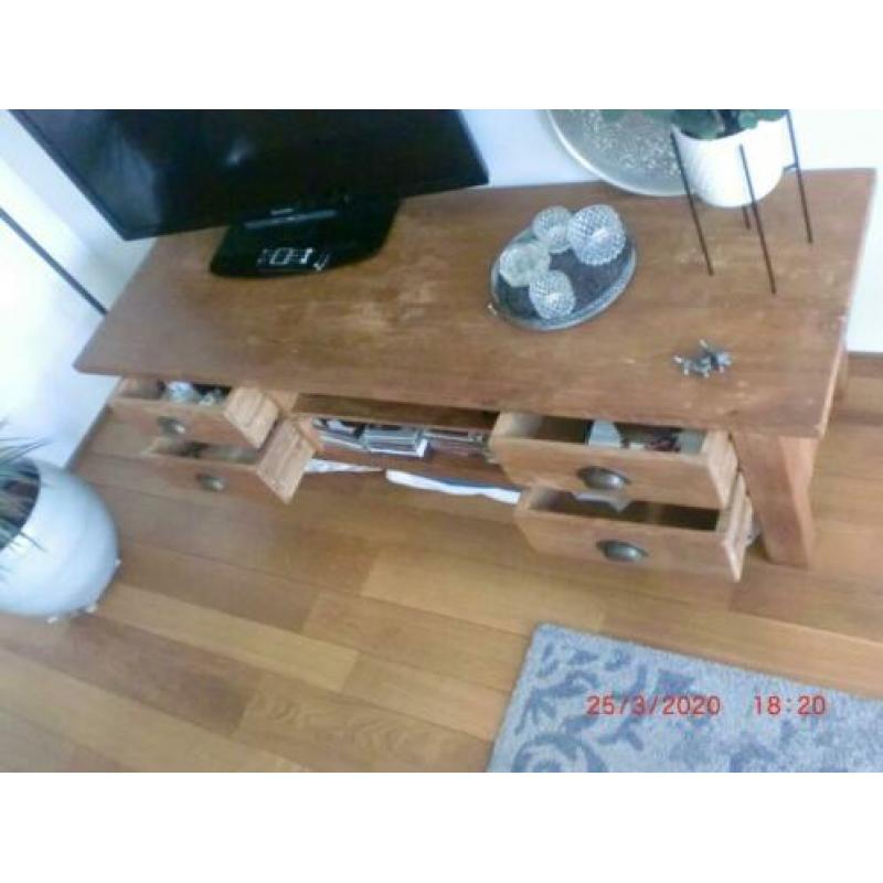 tv kast massief onbehandeld teak