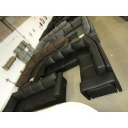 #92 3h2 modern zwart leder hoekbank