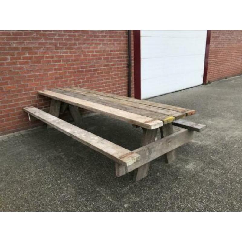 Mooie 3 meter lange picknicktafel oud steigerhout 5 cm dik !