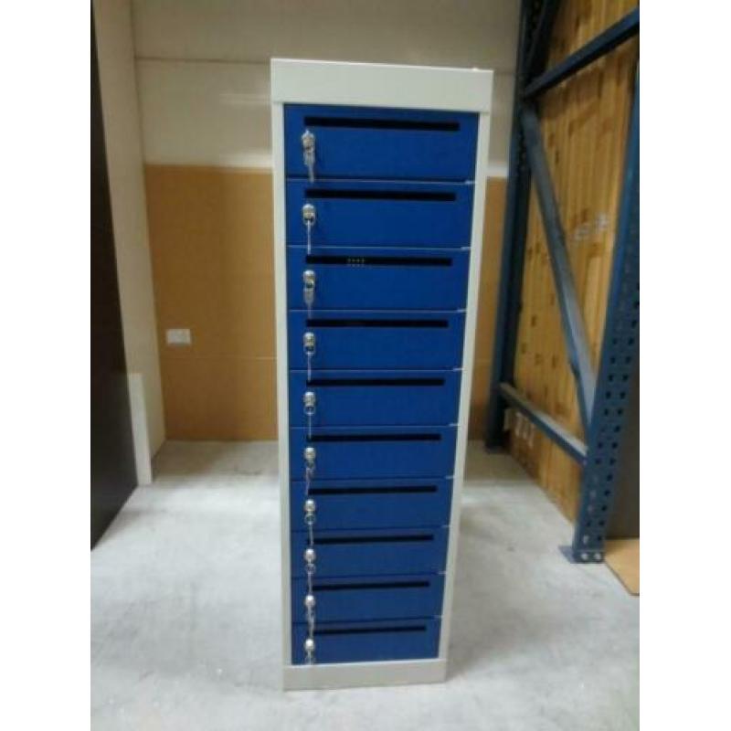 Nieuwe Postkast 10 Kluisjes Grijs Blauw