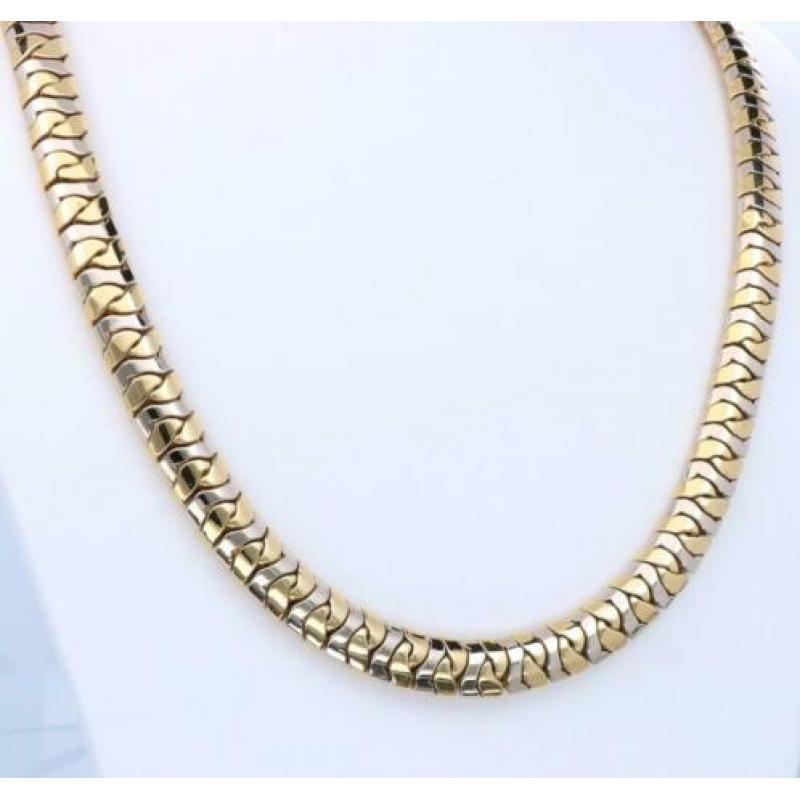 Prachtig Gouden Bicolor Collier 18 Krt / 50 cm
