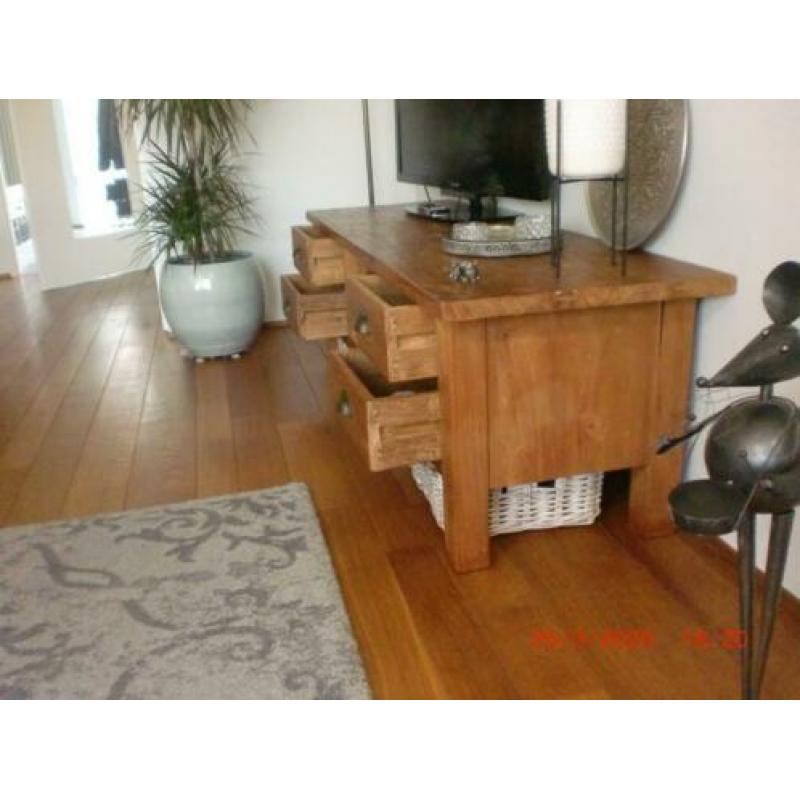 tv kast massief onbehandeld teak