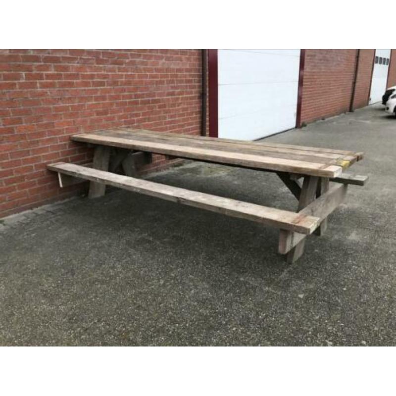 Mooie 3 meter lange picknicktafel oud steigerhout 5 cm dik !