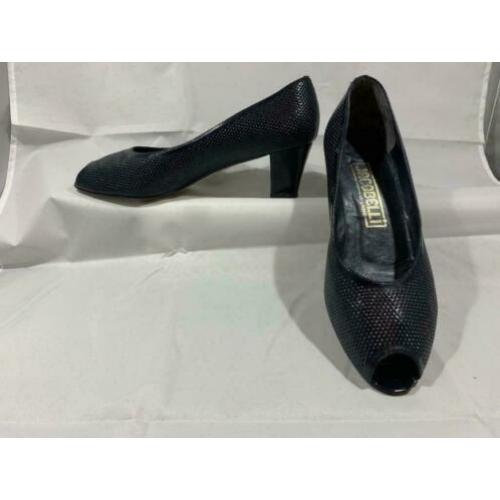 Bekoorlijke blauwe jacobelli peeptoe pumps, mt 6,5 = mt 40