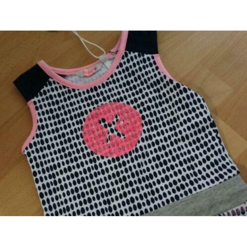 BAMPIDANO maxi jurk in donkerblauw/wit/roze** mt 98