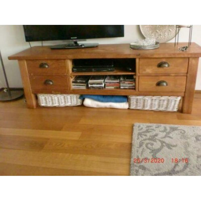 tv kast massief onbehandeld teak