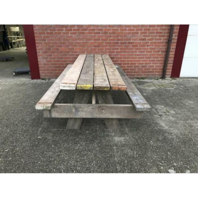 Mooie 3 meter lange picknicktafel oud steigerhout 5 cm dik !