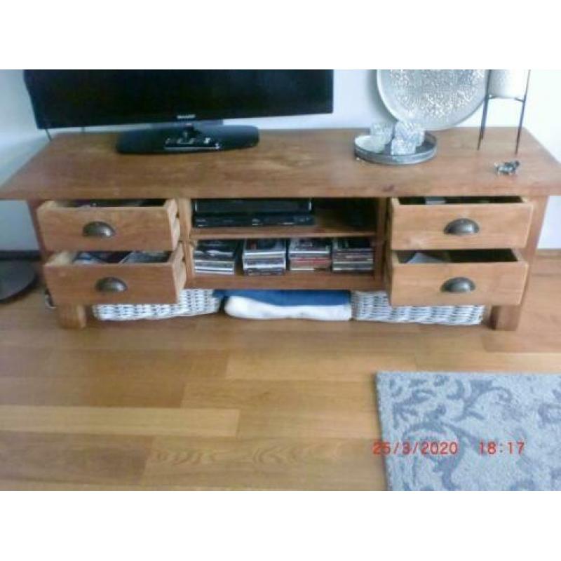 tv kast massief onbehandeld teak