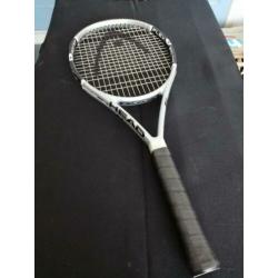 Head flex point liquid metal power in control top racket