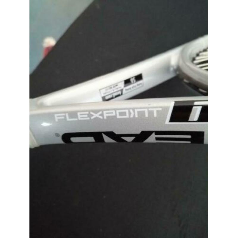 Head flex point liquid metal power in control top racket