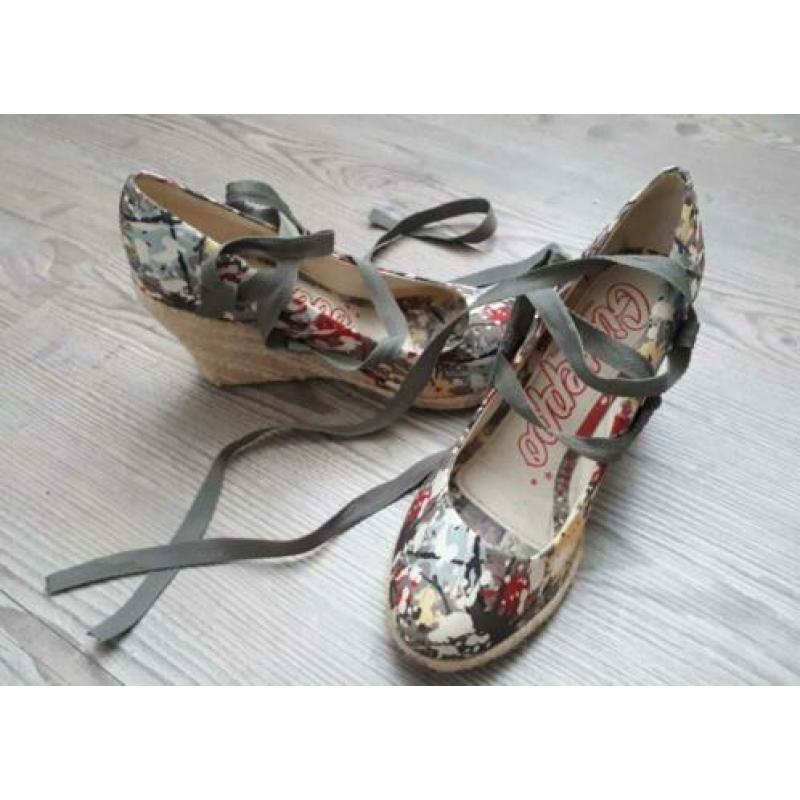 GIOSEPPO - Super leuke espadrilles kaki groene print 38