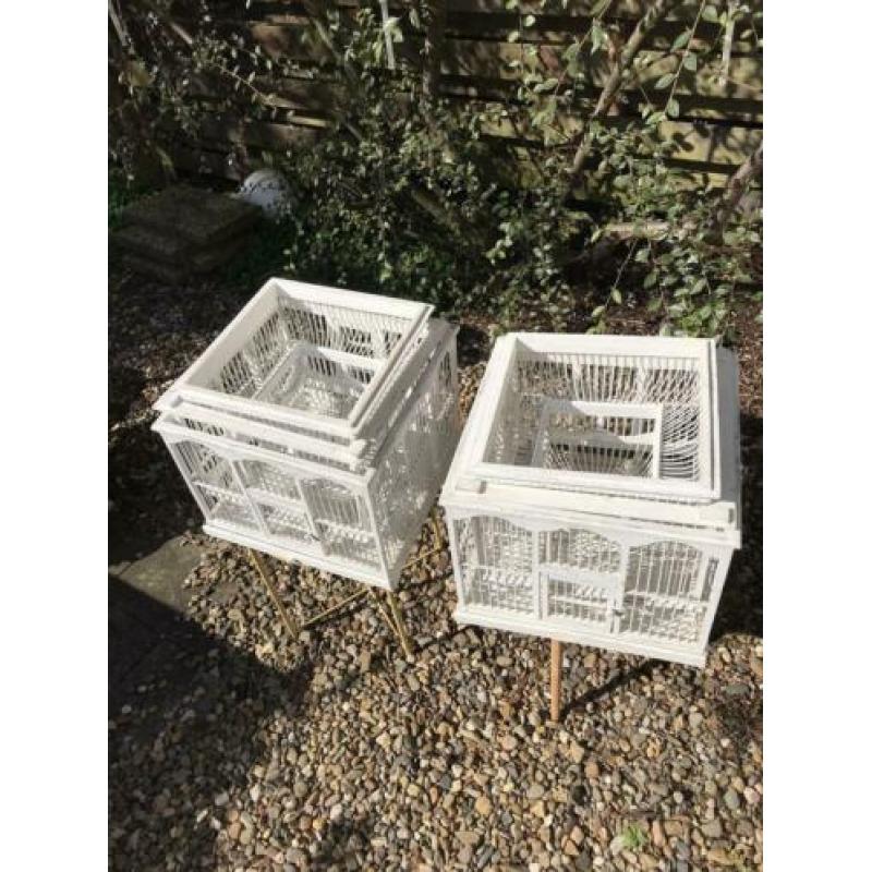 Decoratieve witte vogelkooien van hout