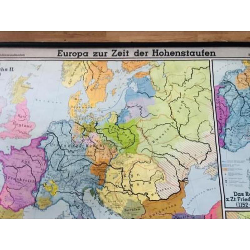 Bijzondere vintage landkaart Schoolkaart Europa
