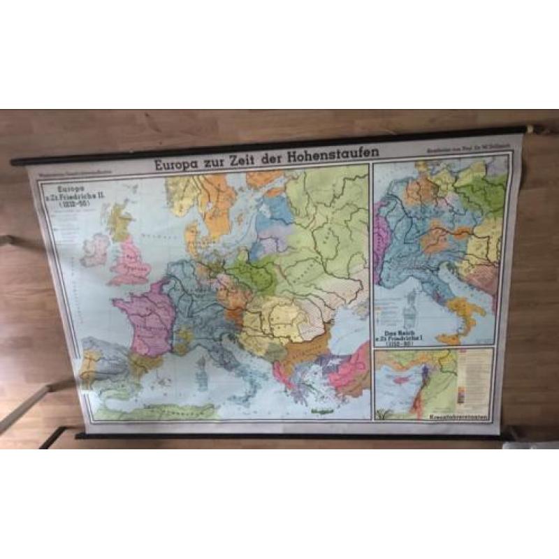 Bijzondere vintage landkaart Schoolkaart Europa