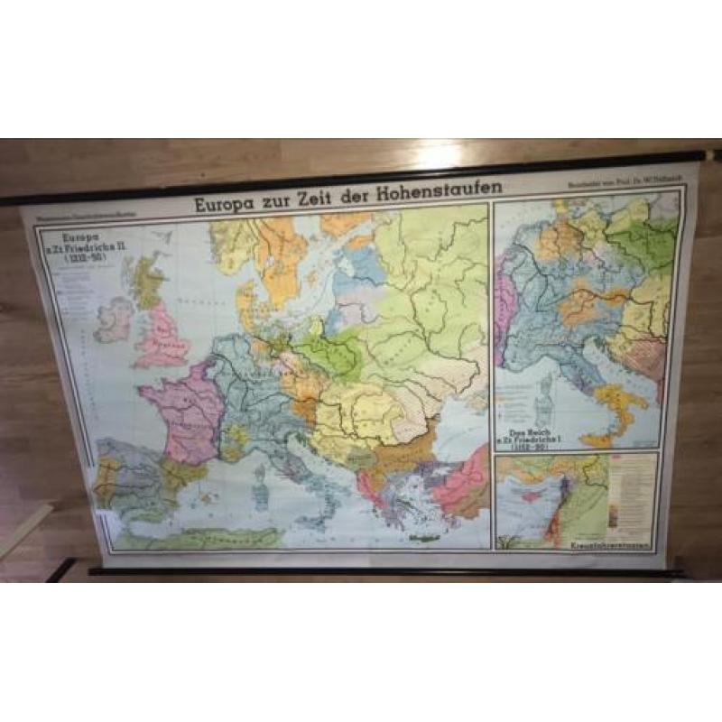 Bijzondere vintage landkaart Schoolkaart Europa