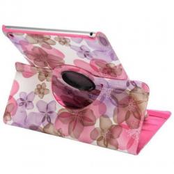 Bloemetjes Roze iPad Air hoes 360° roteerbaar PU leder