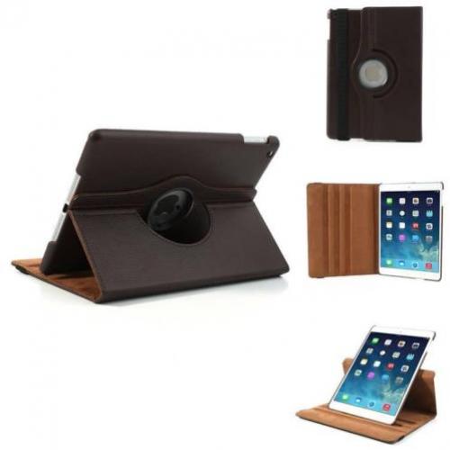 iPad Air hoes 360 roteerbaar PU Leder Bruin