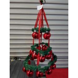 Kerst hanger, retro, 3 lagen, rood/groen
