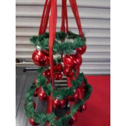 Kerst hanger, retro, 3 lagen, rood/groen