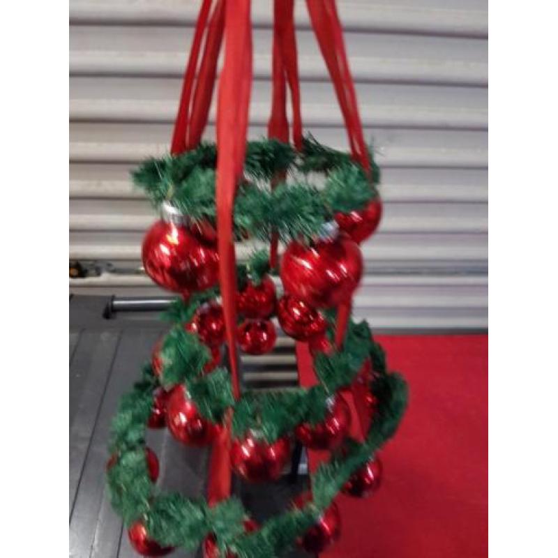 Kerst hanger, retro, 3 lagen, rood/groen