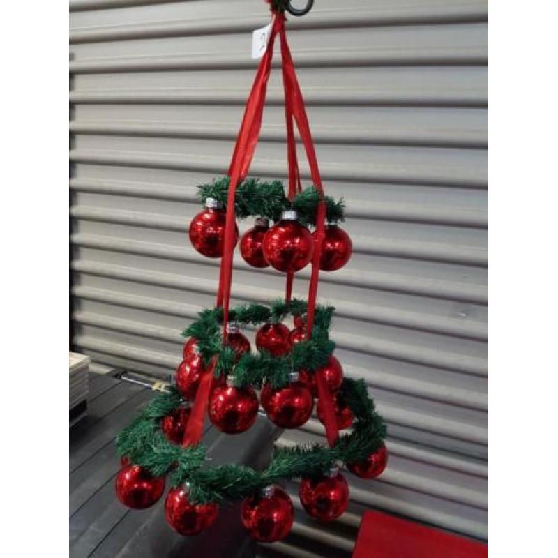 Kerst hanger, retro, 3 lagen, rood/groen