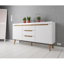 Nebraska Dressoir - 160 cm - Hoogglans wit met lades