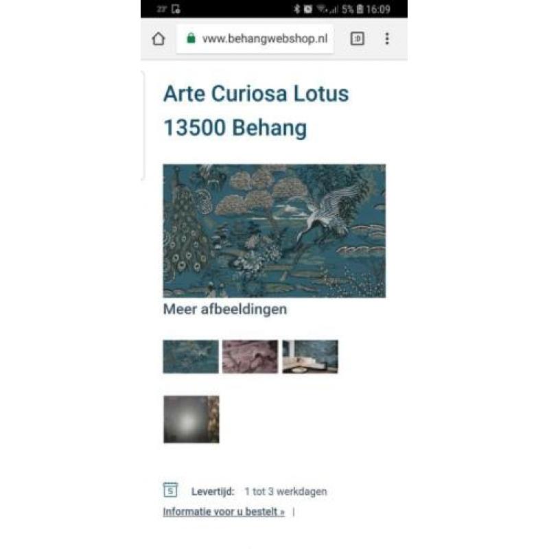 arte curiosa lotus behang 1 rol over