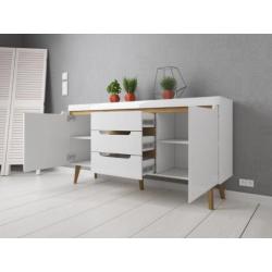 Nebraska Dressoir - 160 cm - Hoogglans wit met lades