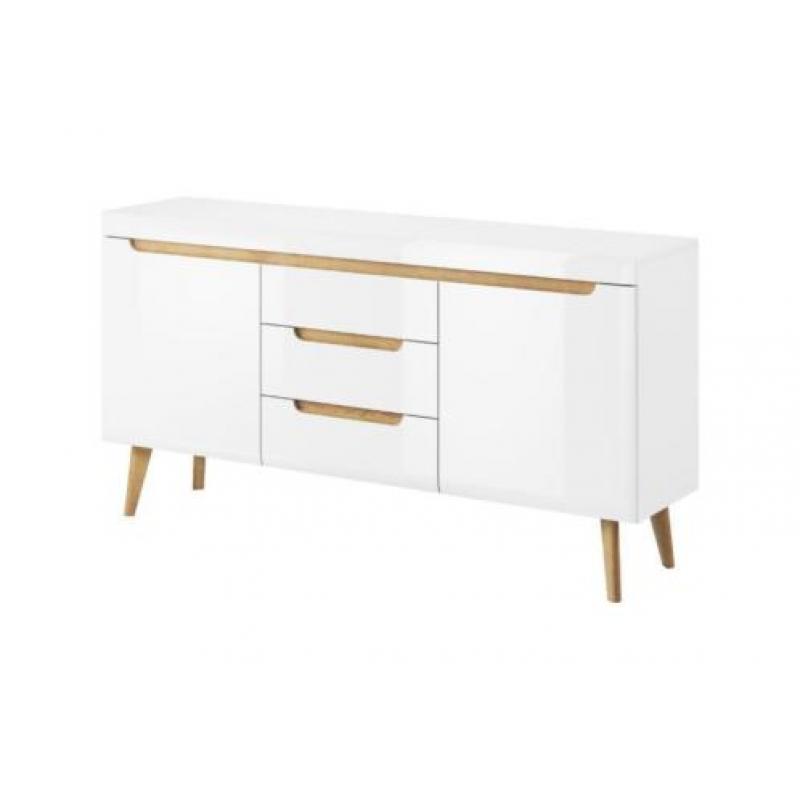 Nebraska Dressoir - 160 cm - Hoogglans wit met lades
