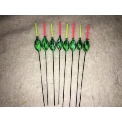 adv 4 / NIEUW serie 8 dobbers = 4 gewichten BOBI FISHER