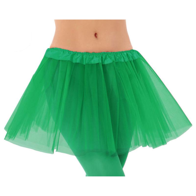 Dames verkleed rokje/tutu - tule stof met elastiek - groen - one size