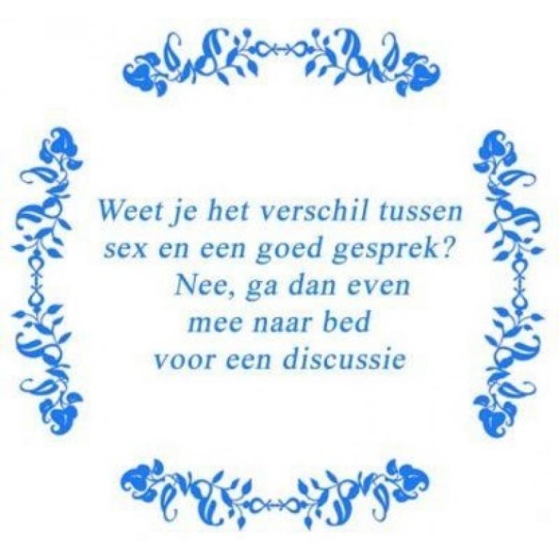 Tekst tegel Weet jij het verschil .... / delfts Blauw